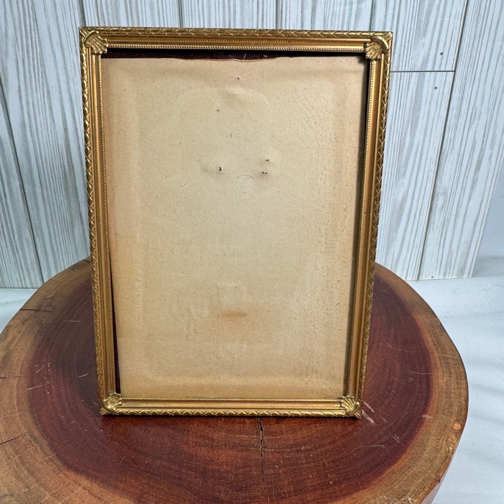 Vintage Gold Ornate Embossed Metal Picture Frame Velvet Back 5x7